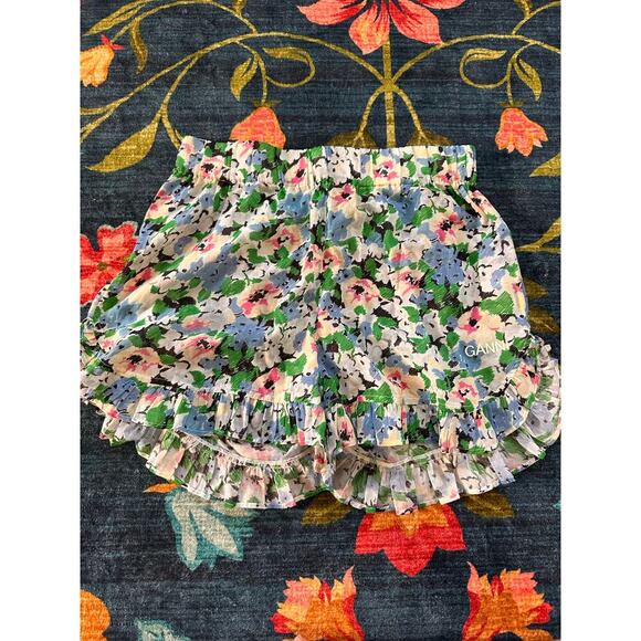 NWOT Ganni Floral Ruffle-Trim Shorts Size 42 / Large - Picture 3 of 9